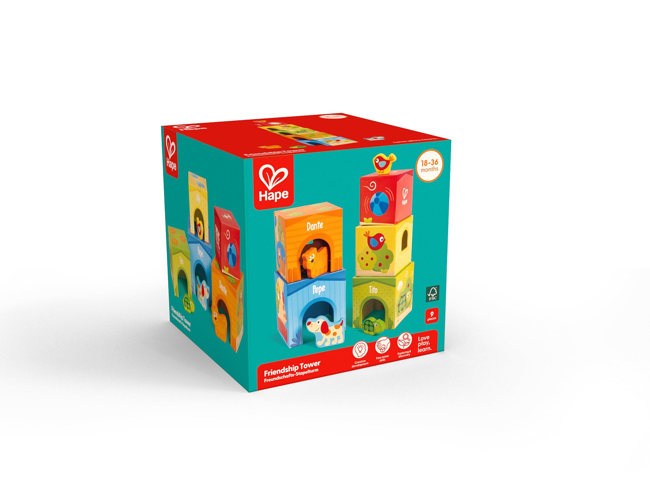 Amazon | Hape(ハペ) ぺぺとおともだちのスタッキングキューブ E0451A