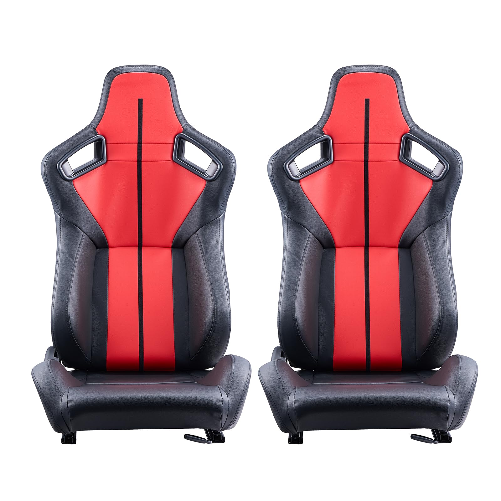 VEVOR Rennsitz verstellbares Renncockpit mit Weitwinkel-Neigung und hochelastischem Schaumstoff 2 Stk. Rennstuhl mit weichem PVC-Leder und Q235B-Schieber, passend für Rennwagen und Go-Karts
