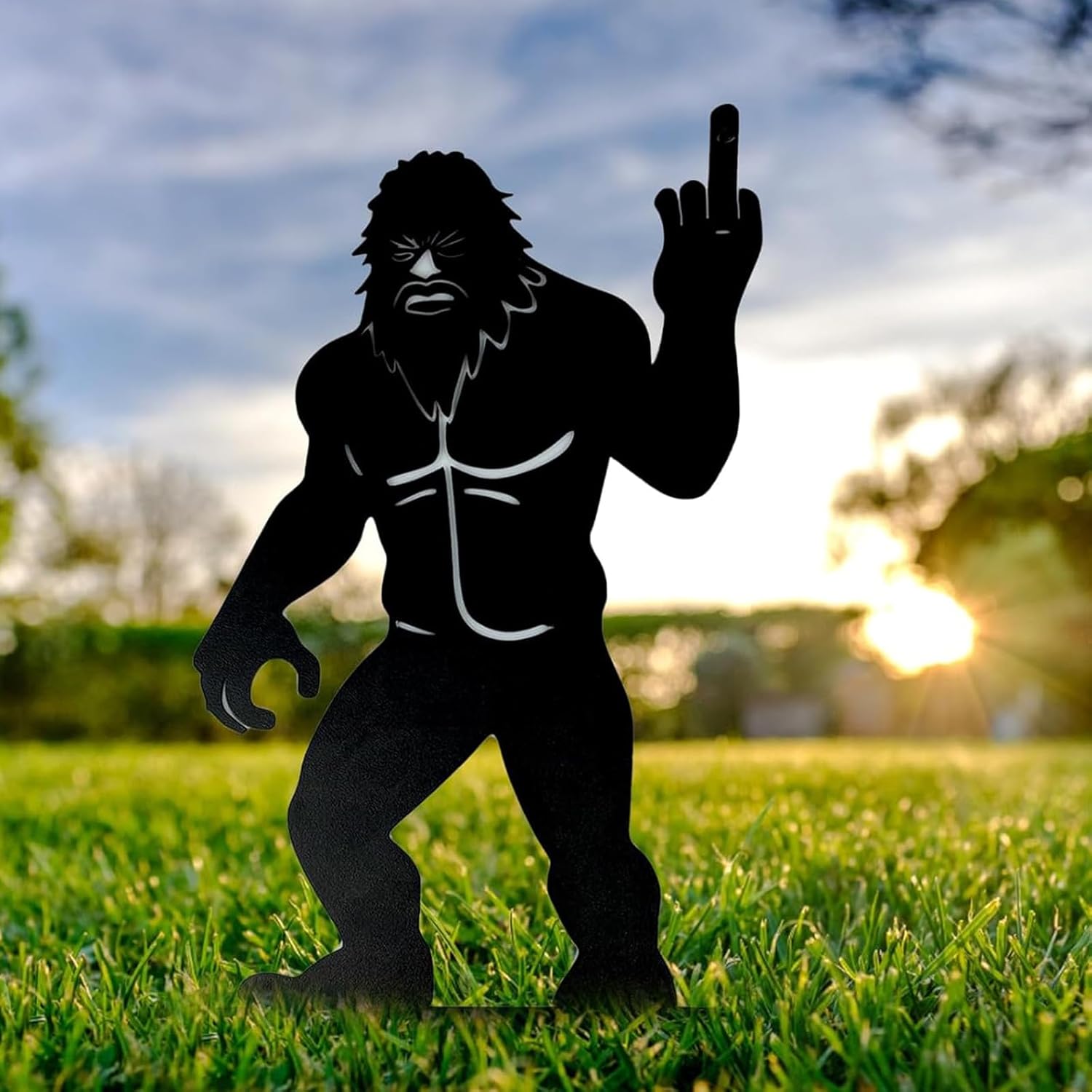 Funny Sasquatch Stake Men Gifts - Cool Yard Decor Gag Gift Idea for Dad Husband Grandpa, Unique Metal Sasquatch-Themed Outdoor Garden Present for Birthday Halloween Christmas Fathers Day Valentines