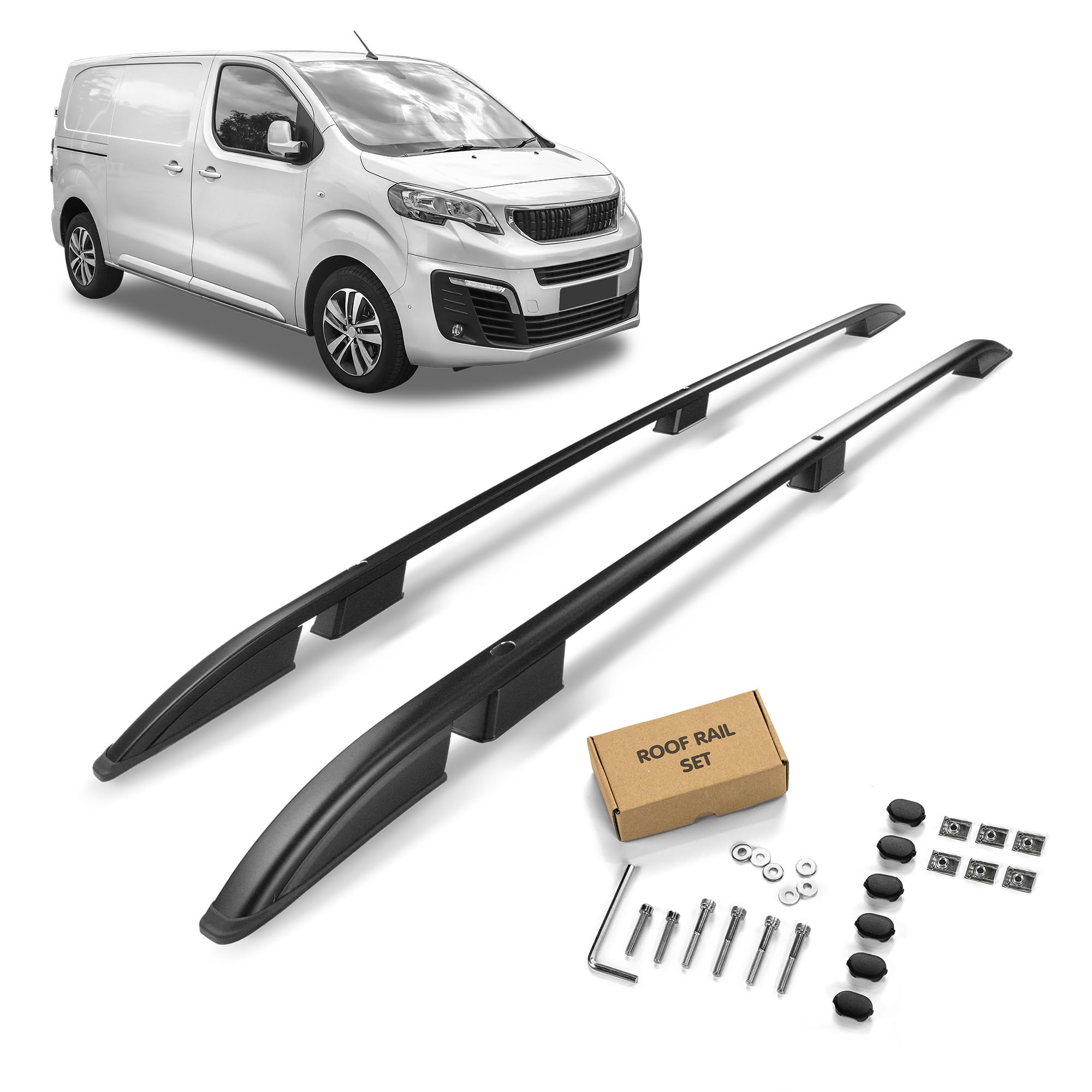 CHROMEMASTER | Les Barres de Toit Compatible avec Peugeot Expert L3 Long 2016+; Rails de Toit Conçus pour Le Montage de Barres de Toit, de Coffres de Toit, de Porte-vélos | Aluminium Durable