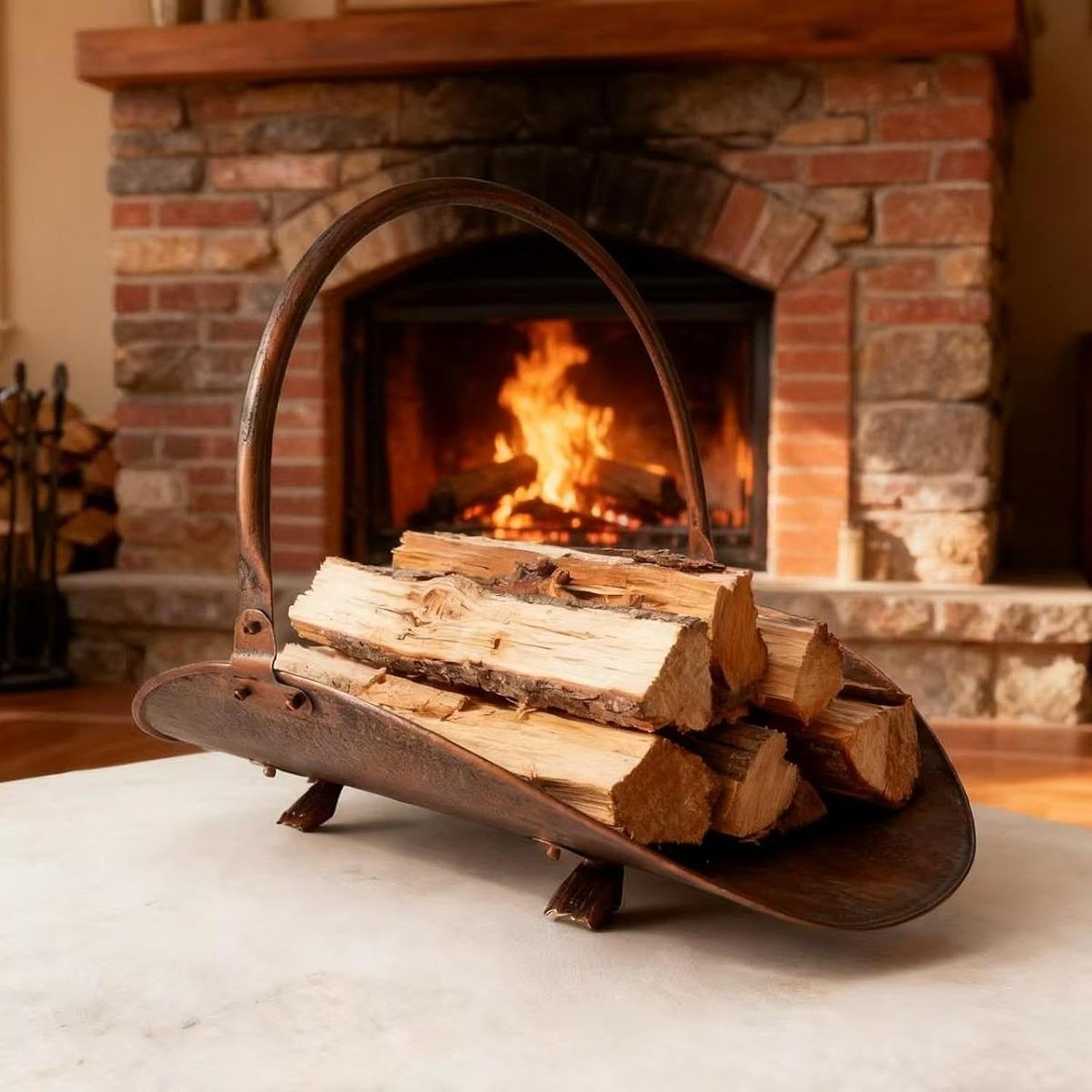 Fireplace Log Holder,Metal Wood Rack for Fire Sturdy Indoor Outdoor Multipurpose Stacking Rack Firewood Basket