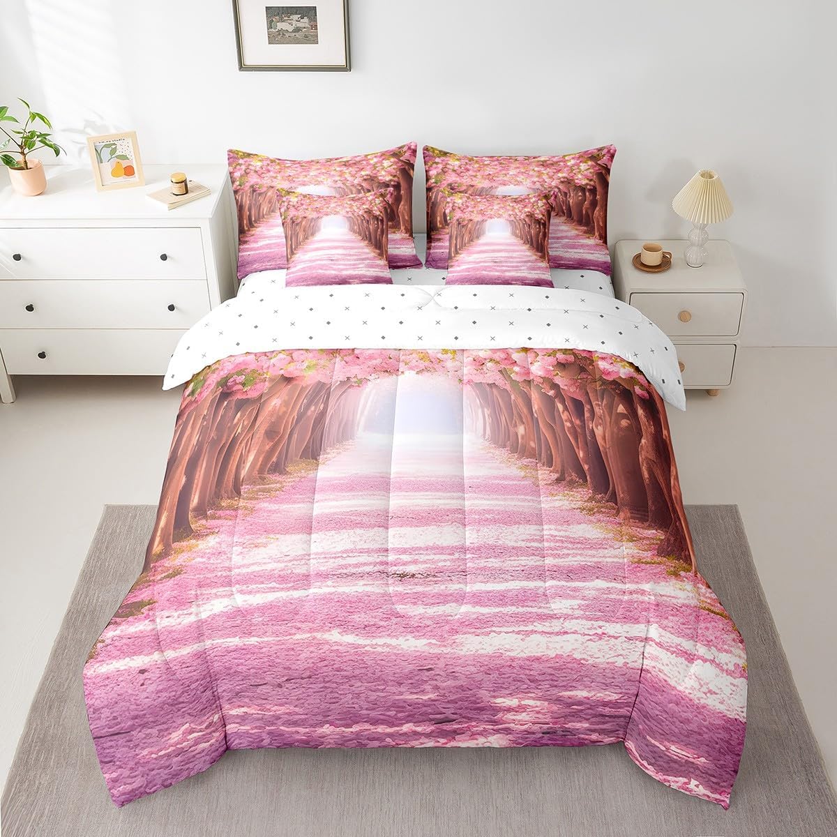 Erosebridal Yin and Yang Bed in a Bag Queen Comforter Set 7 Piece,Bohemian Mandala Bedding Sets Boho Floral Sheet Set with Comforter