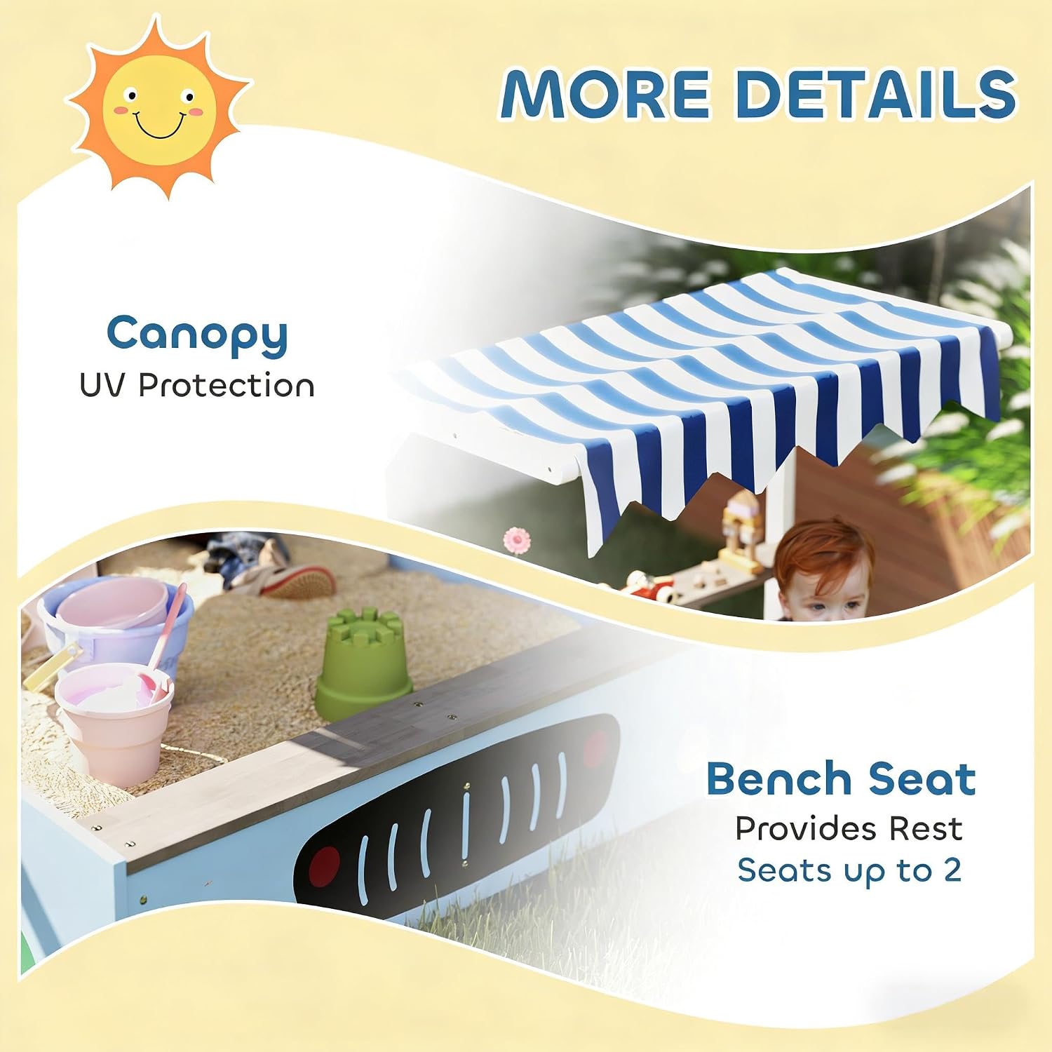 Kids Wooden Sandbox, Children Sand Play Station Outdoor