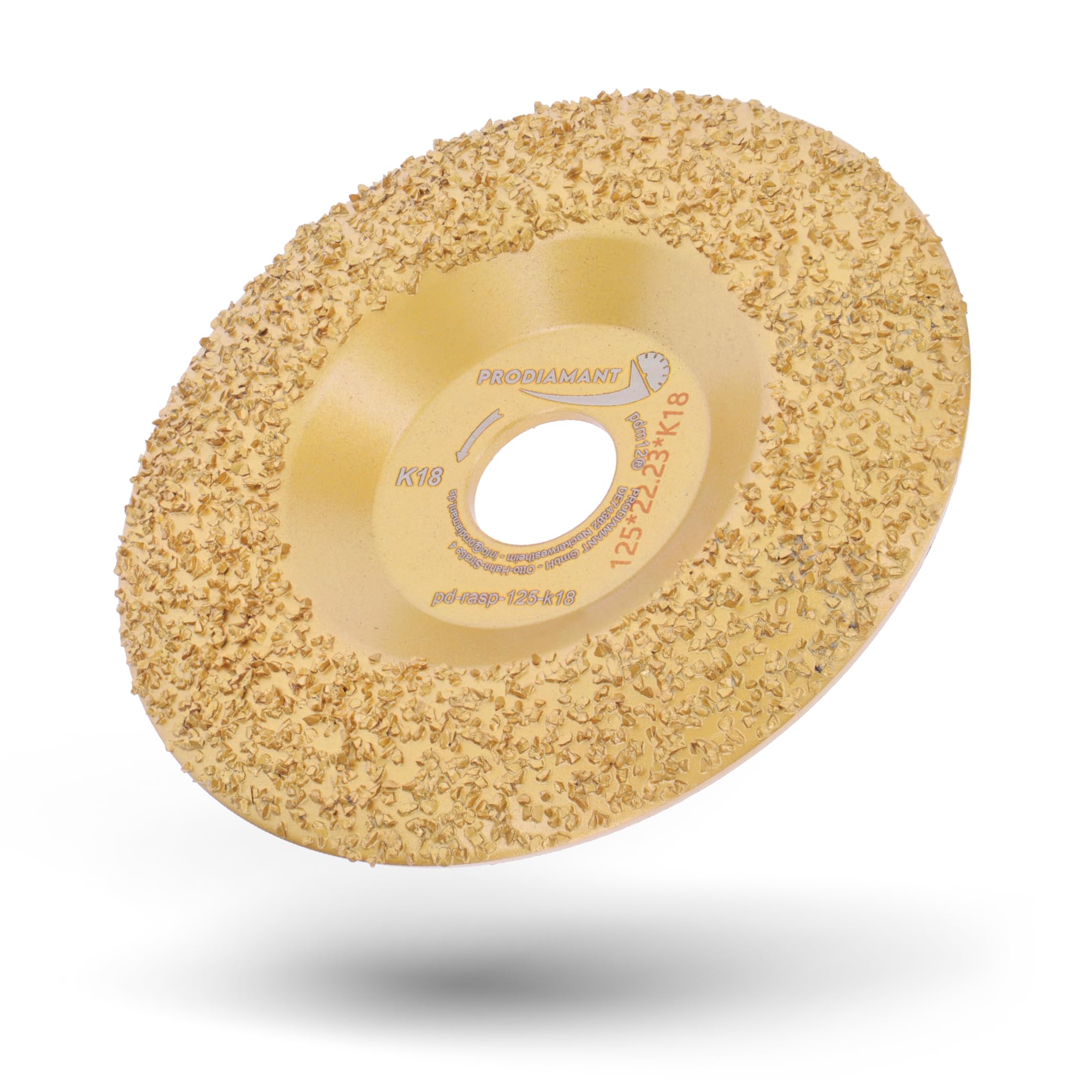 PRODIAMANT Disque à râper Ø 125 mm x 22,23 mm - K18, disque abrasif en carbure de tungstène pour meuleuse d’angle, grain moyen, idéal pour le meulage, pour meuleuses d'angle