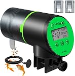 Papettly Automatic Fish Feeder for Aquarium - Auto Fish Food Dispenser with LCD Display for Fish Tank, 200ml Smart Auto Vacation Timer Turtle Feeder, with 2 AAA Batteries and Fish Feeder Ring
