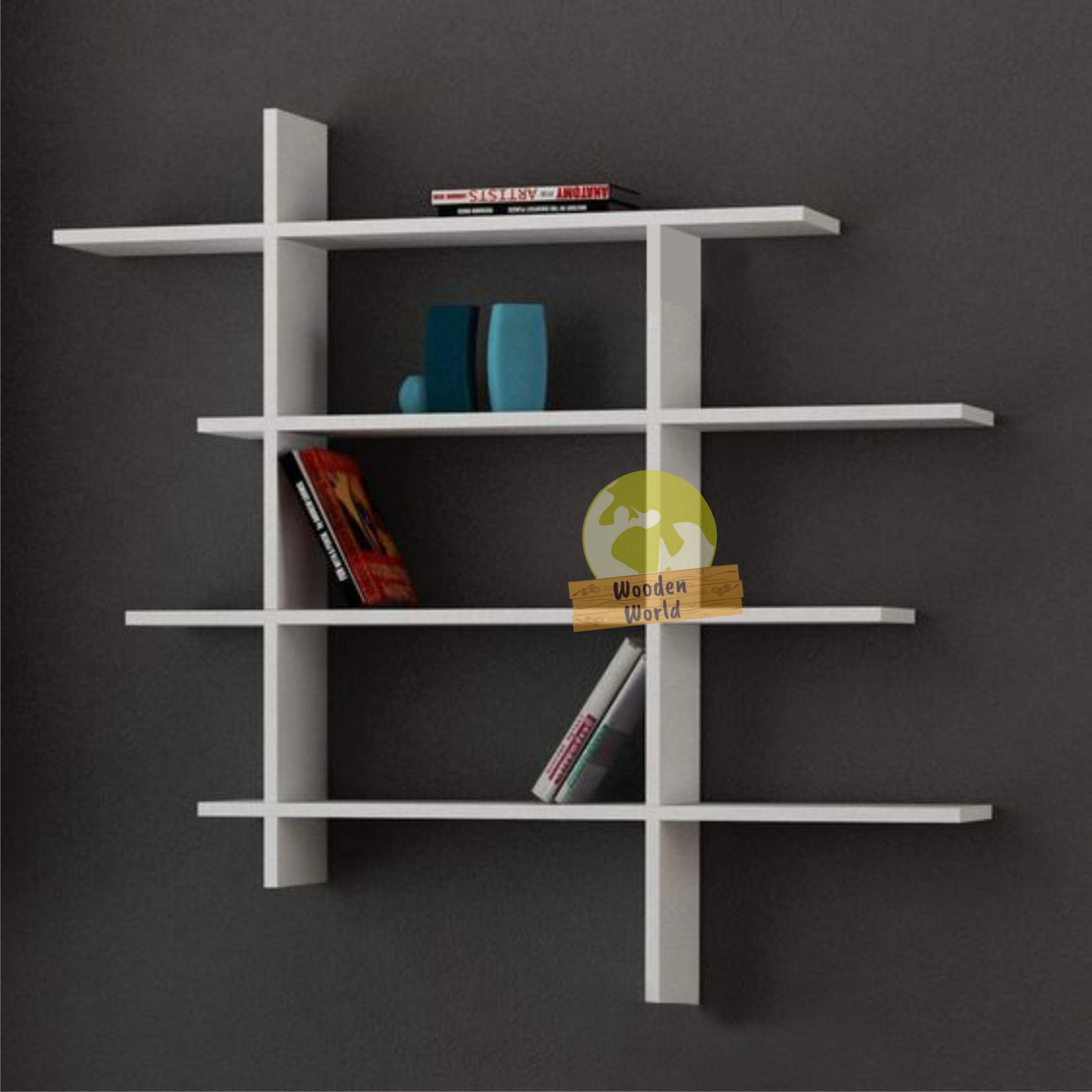 Wooden World Painted Attractive, Decorative, Wall Shelf for Living Room, Drawing Room and Display Rack (White)