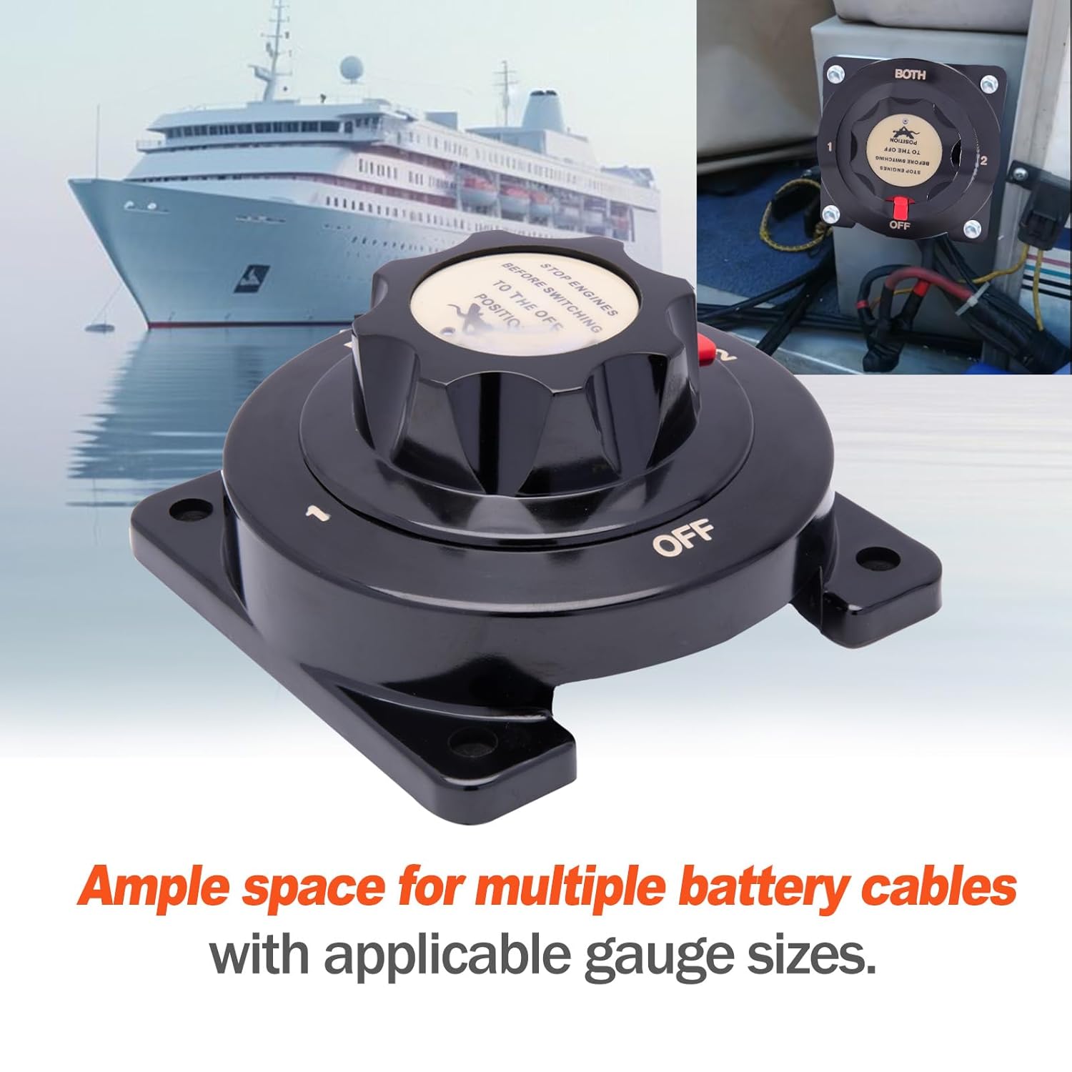 Marine Heavy Duty Dual Battery Selector Switch,Boat Safety Disconnect Switch Battery Master Switch Isolator ​for Power Disconnect Cut Off