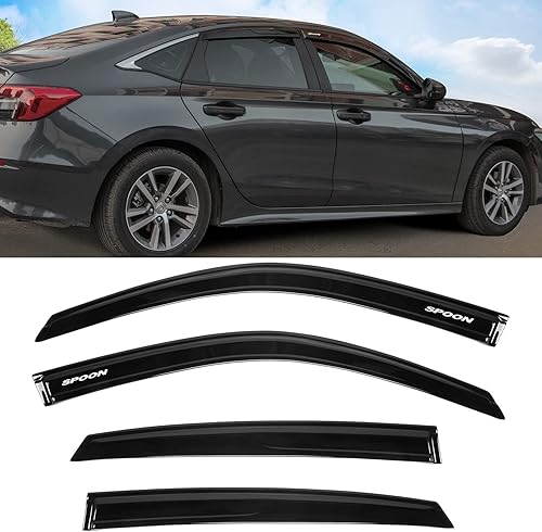 Miniatura 2 de EVPROXP Visor de ventana compatible con Civic Sedan 2022 de 4 puertas, deflector de ventilación de ventana lateral, teñido ahumado oscuro, estilo
