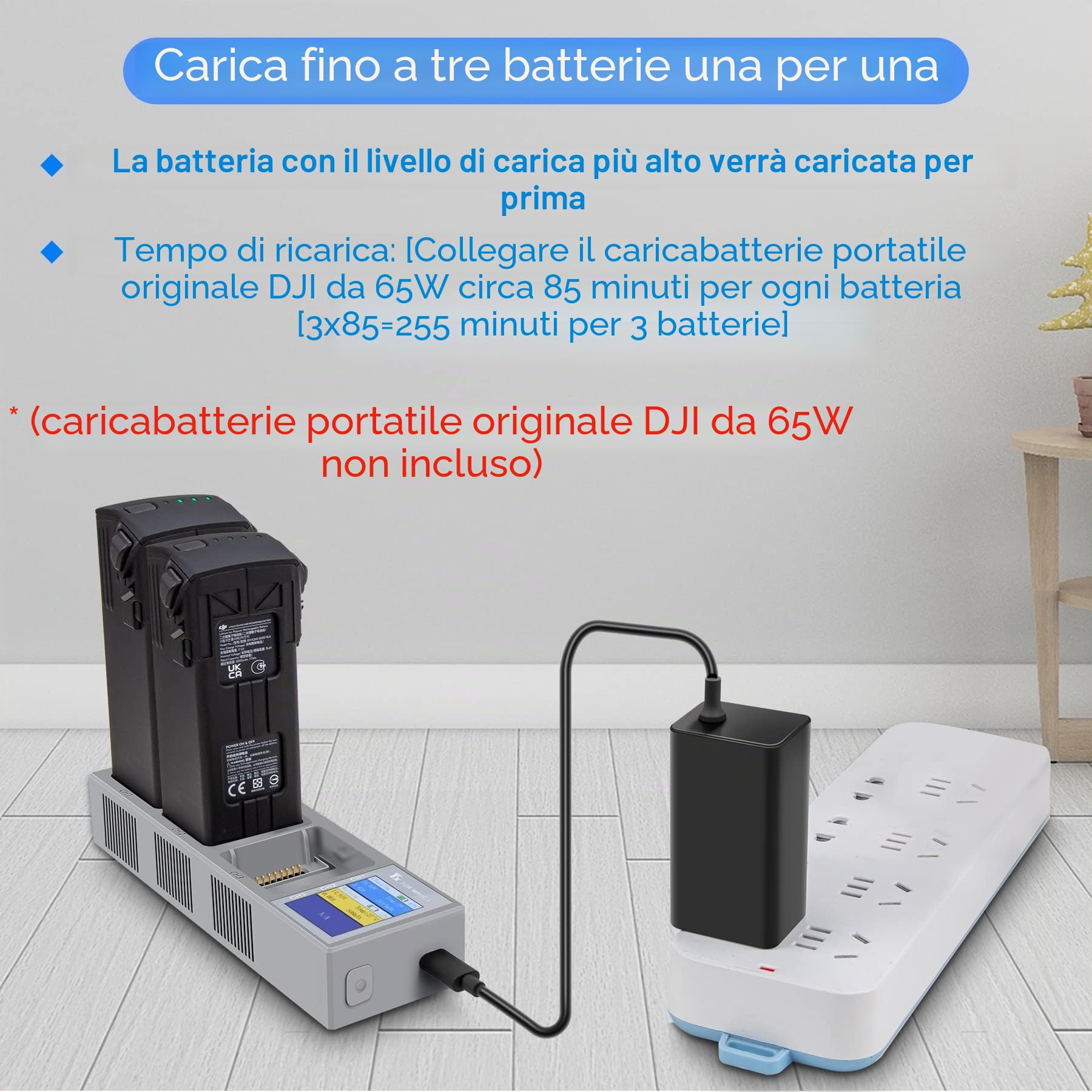 Hub di ricarica della batteria per DJI Mavic 3,Mavic 3 Pro/Classic/Cine Drone,Caricabatteria 3 in 1 con accessori per display di carica