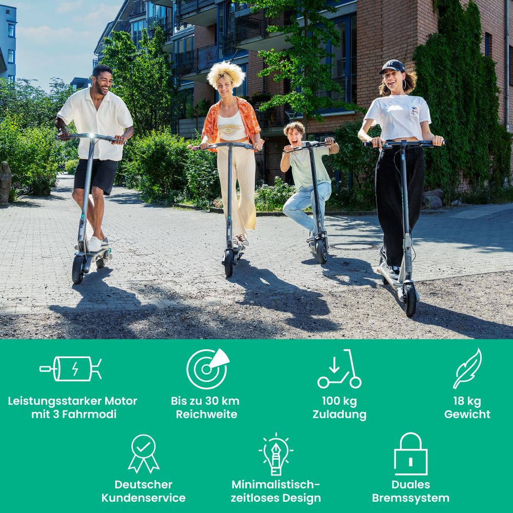 Egret Ey! 7 & 3 E Scooter mit Straßenzulassung, Elektroscooter, Luftreifen, 30 km Reichweite, App-Steuerung