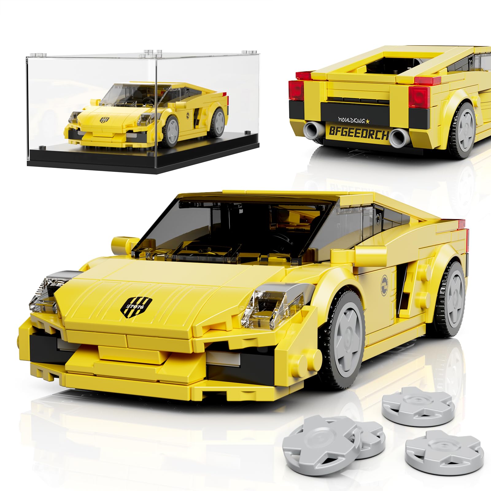 Mould King 27076 Technik Speed Champion Klemmbausteine Auto Supersportwagen Bausteine Sets Rennwagen Galard mit Acryl Vitrine Geschenke für Erwachsene und Jugendliche (342 Teile)