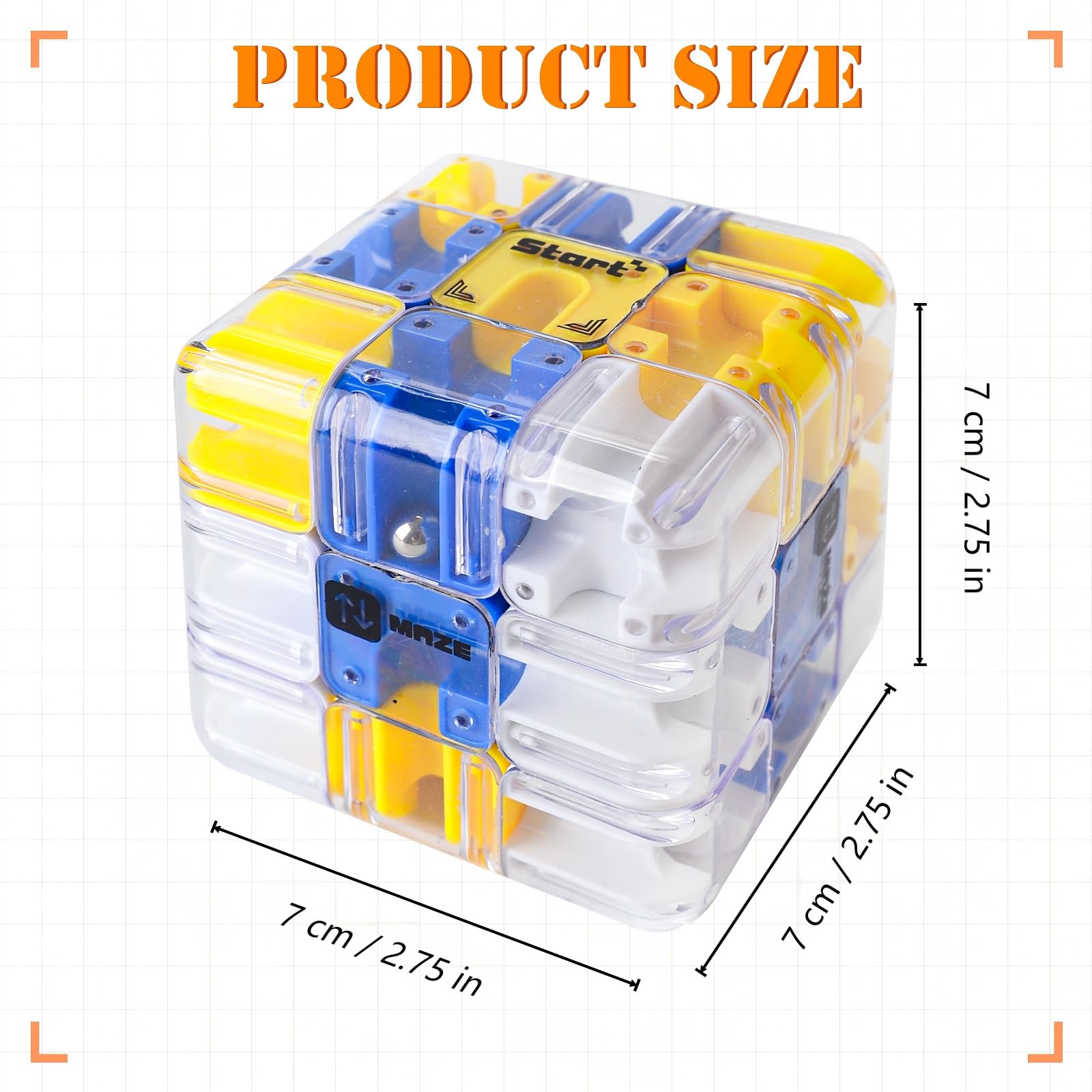 Large 3D Labyrinth Cube Puzzle,Sfida di Labirinto 3x3 per Stimolare l'Immaginazione Spaziale Allenare La Consapevolezza Spaziale,Fidgets Gioco di Labirinto 3D con Pallina Rotante per Bambini e Adulti