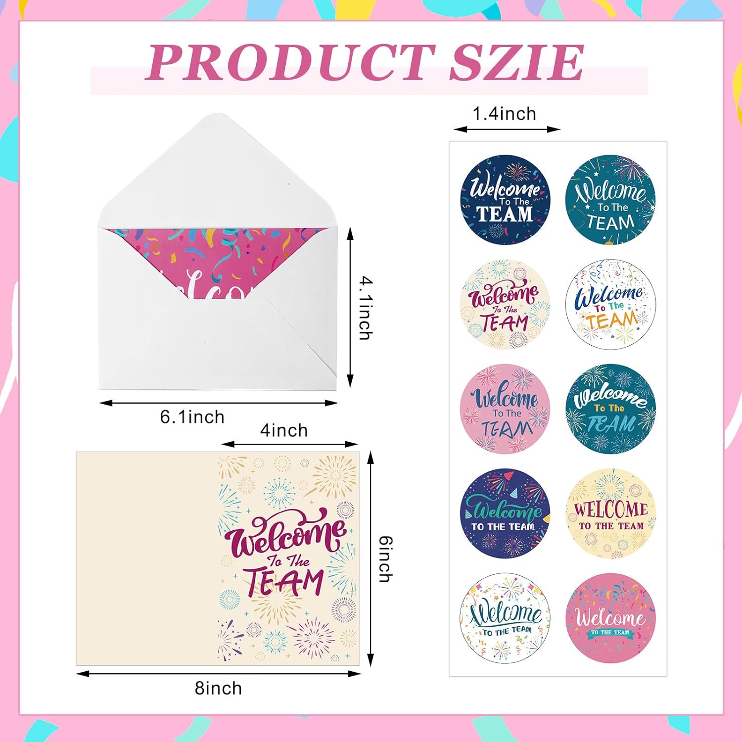 50 Pcs Welcome to the Team Cards Bulk with Envelopes Stickers 4 x 6 Inch Work Blank Inside Welcome Cards for New Employees Hire Welcome Gifts - Image 3