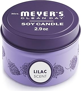 Mrs. Meyer's Scented Soy Tin Candle, 12 Hour Burn Time, Made with Soy Wax and Essential Oils, Lilac, 2.9 oz