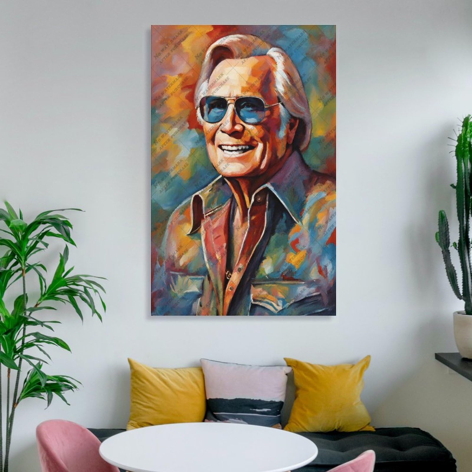 FCOJE Stampa artistica da parete su tela con cantante folk country George_Jones (2), per camera di ragazzi e adolescenti, 60 x 90 cm