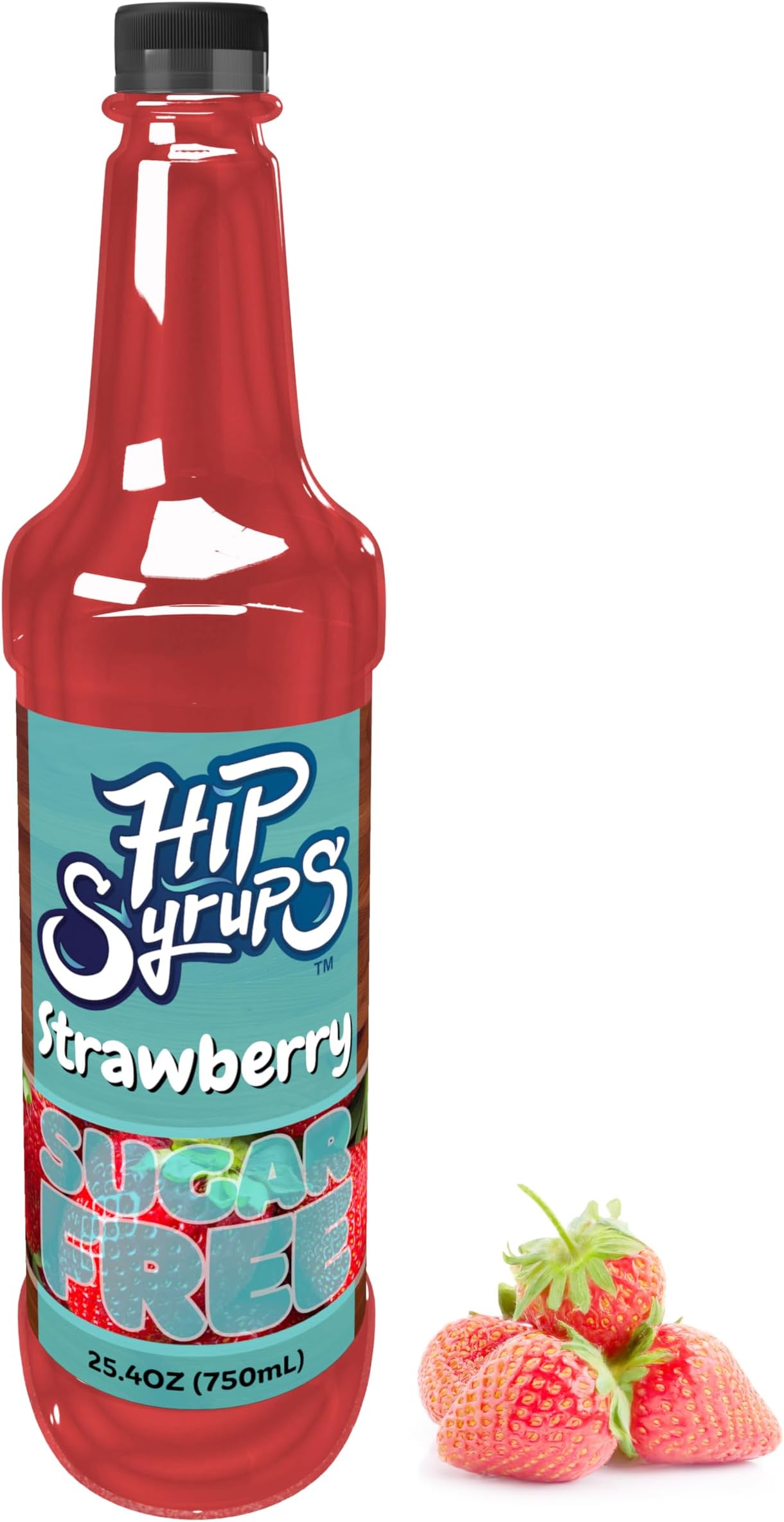 Hip Syrups - Strawberry Sugar Free Syrup Designed for Water Flavor, Bubble Tea, Boba Tea, Cocktails, Strawberry Flavoring, Water Enhancer, Drink Mix for Ice Tea, Lemonade & More, Zero Calorie Flavoring, Keto Friendly, Sugar Free
