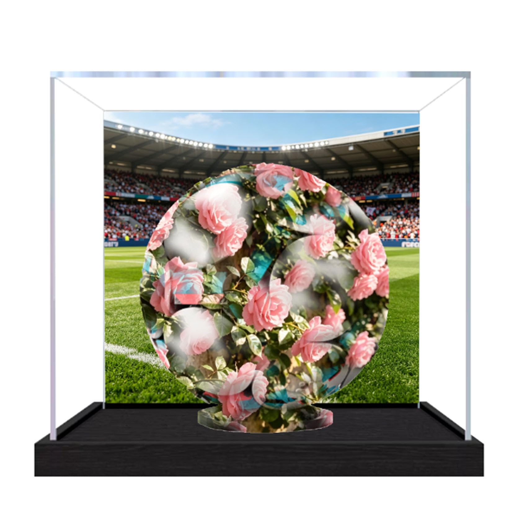 Acrylic Display Case for Le-go 43019 Soccer Model, Dustproof Display Box (display box only) (StyleA Background 3mm)