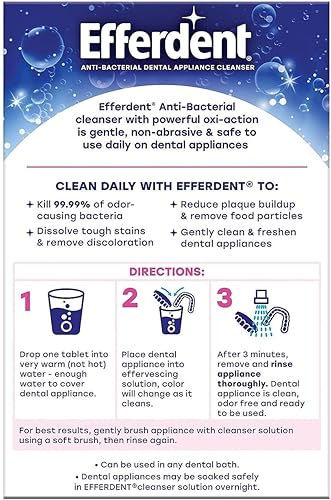 Miniatura 6 de Efferdent Tabletas de limpieza de retenedores, tabletas de limpieza de dentaduras para aparatos dentales, limpieza completa, 102 unidades (paquete