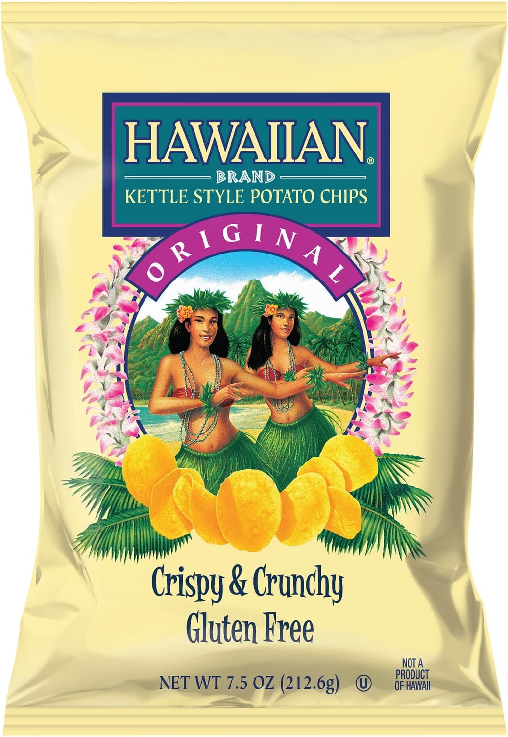 Hawaiian Kettle Style Potato Chips, Original, 7.5 Ounce