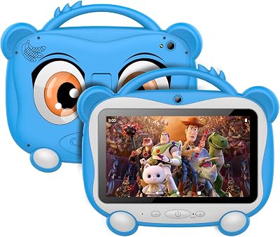 GOODTEL G6 7 Tablet for Kids 16 GB ROM 128GB Extended Memory، Android 10 Tablet Quad-Core، Google Play Installed، Parental Control Mode، IPS HD Display، Kid-Proof Case Blue