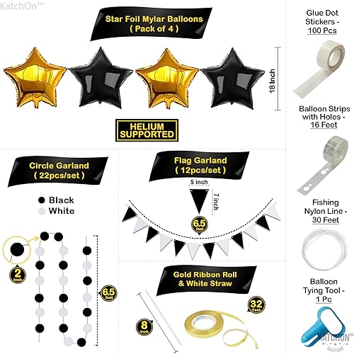 Miniatura 4 de KatchOn, Suministros para fiesta de Año Nuevo 2025  Juego enorme, paquete de 89  Kit de arco de globos de Año Nuevo negro y dorado con telón de