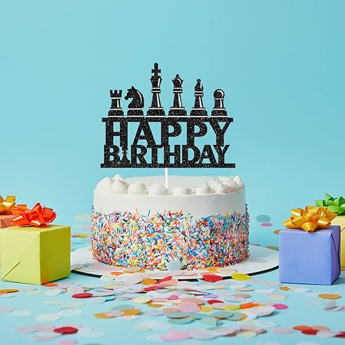 Miniatura 4 de Decoración de pastel de cumpleaños de ajedrez amante del ajedrez jugador de ajedrez feliz cumpleaños pastel decoración