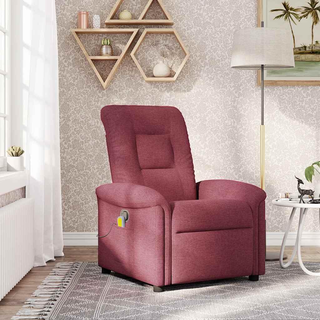Fauteuil de massage inclinable bordeaux d'une finition tissu haut de gamme