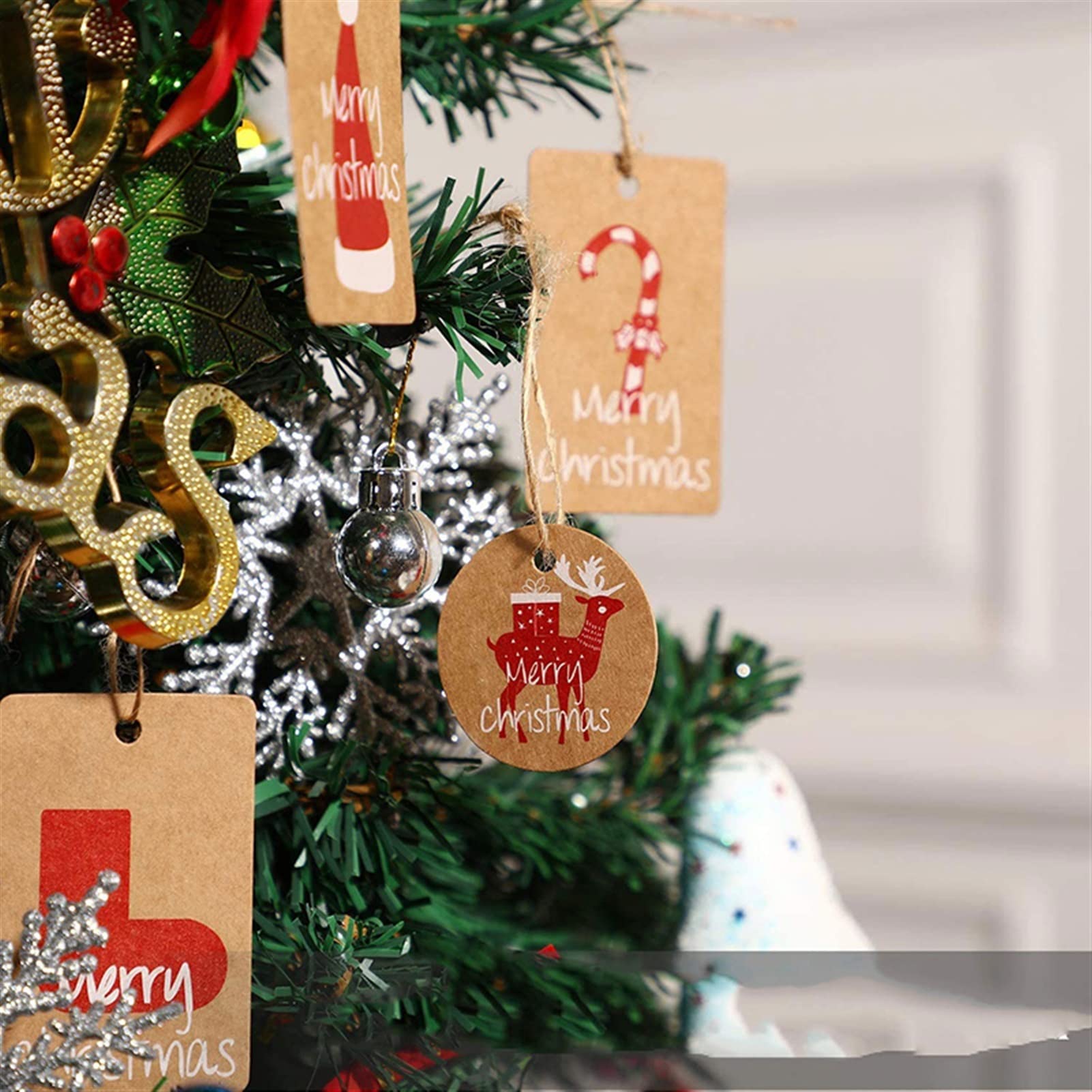 100 étiquettes Cœur En Papier Kraft + 20 M De Ficelle Chanvre - Pour Cadeaux, Noël Ou Saint-Valentin - À Personnaliser - 10