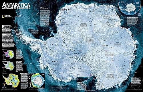 National Geographic Antarctica Satellite Wall Map (31.25 x 20.25 in) (National Geographic Reference Map)