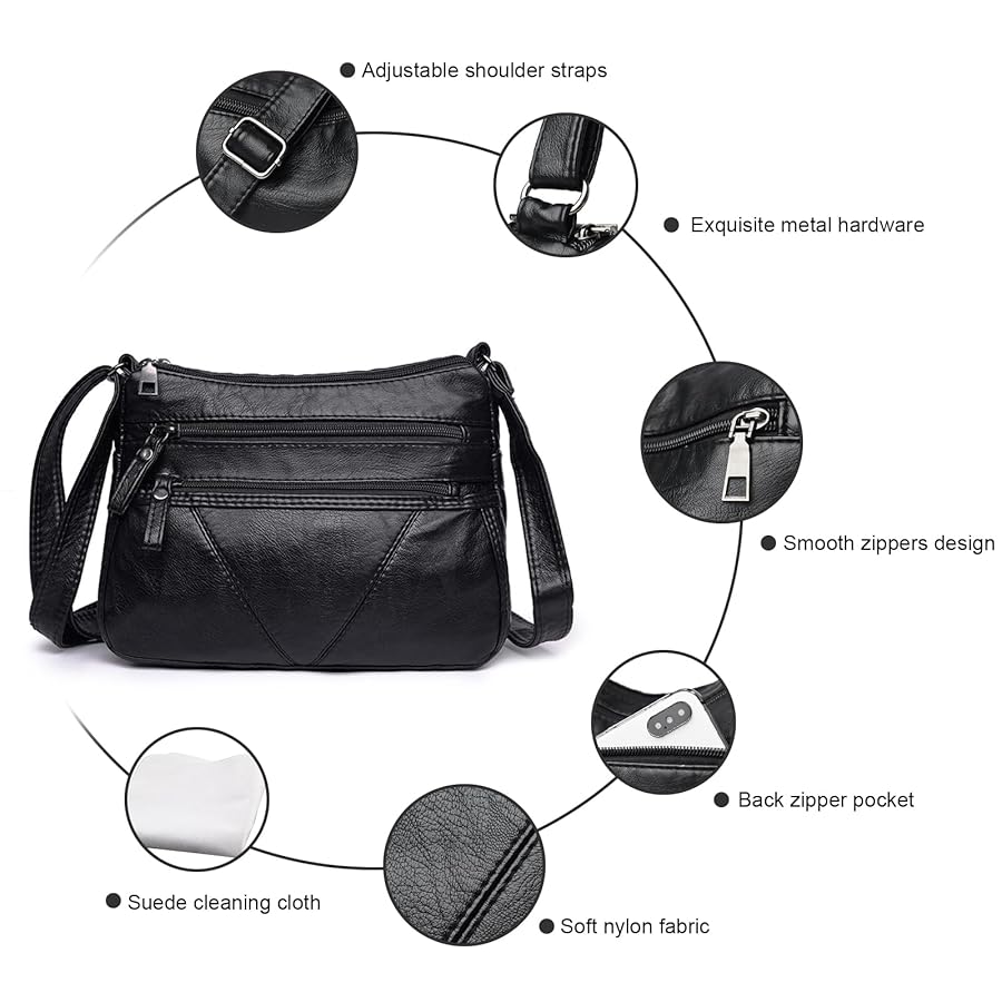 WITERY Women's Black Solid Utility Hobo Bag, 7.2 inches