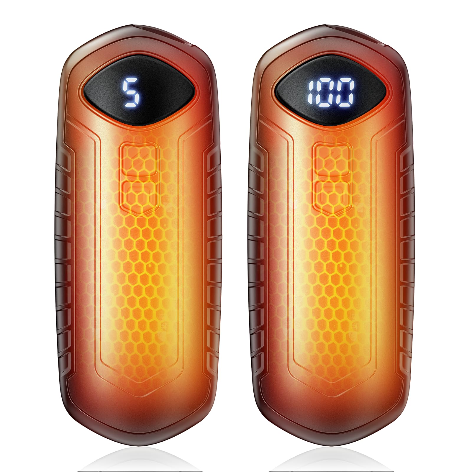 Scaldamani ricaricabili, confezione da 2, 6000 mAh, scaldamani elettrici, 5 impostazioni, riscaldatore tascabile portatile, ideale per uomini, donne, bambini, adatto per esterni, ufficio, viaggi
