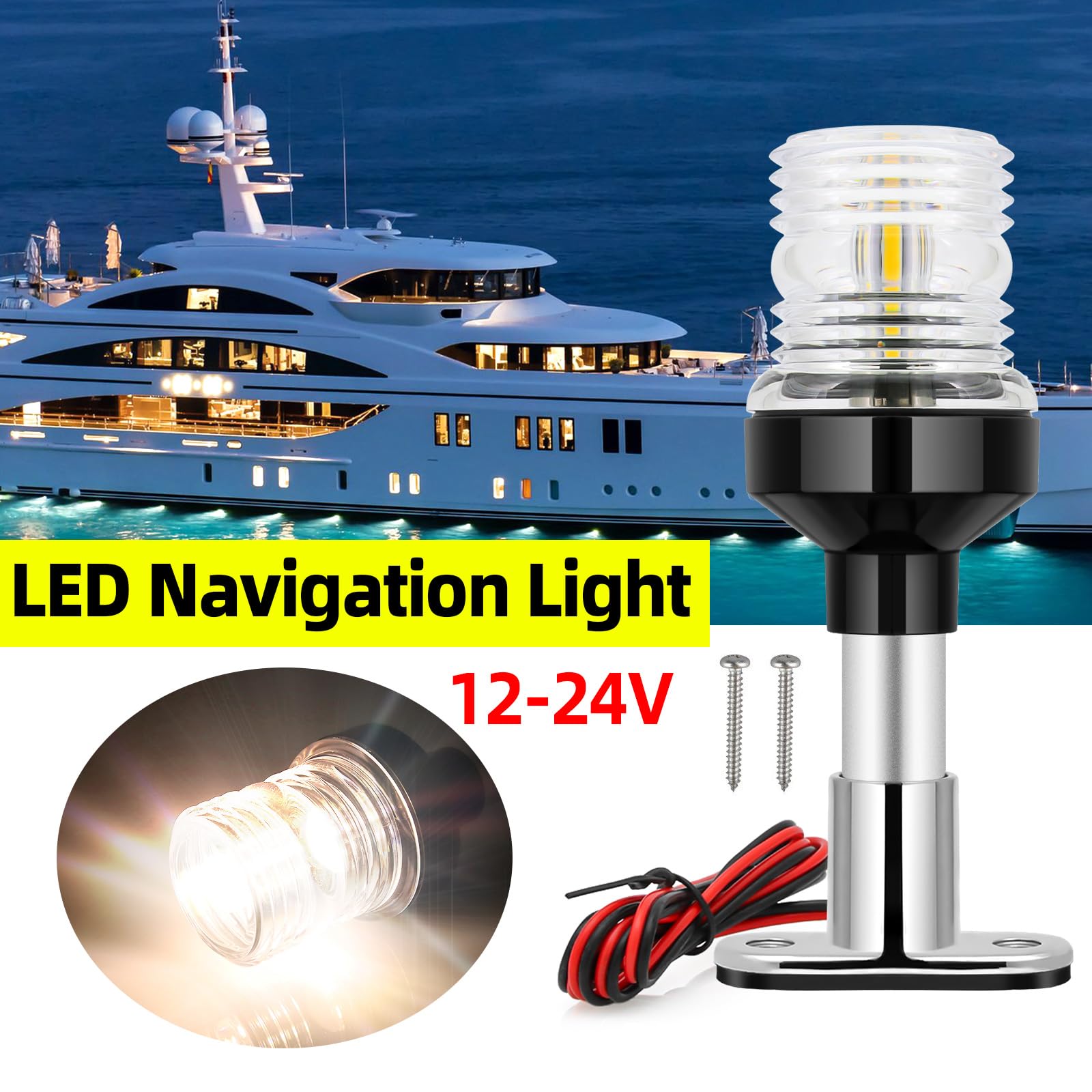 6inch 155mm 12V 24V Segelsignal Licht Boot Navigation Licht Falten 360 Grad LED für Yacht Marine Anker Boot Zubehör