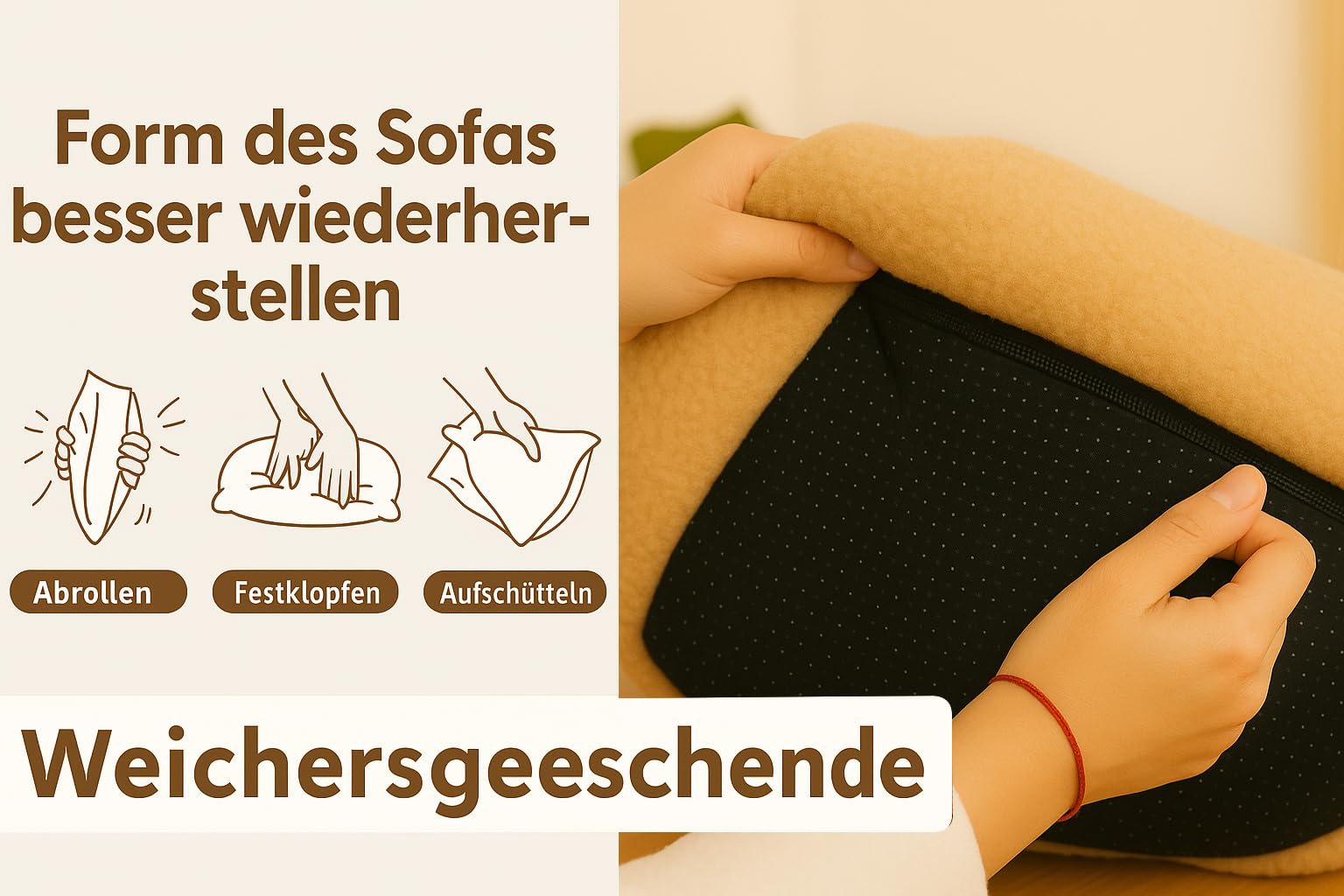 Katzenbett kleines Hundesofa Flauschig und waschbar Katzensofa Hundebett für Katzen, weich Katzenbett katzencouch mit Rutschfester Unterseite (Camel, XL)