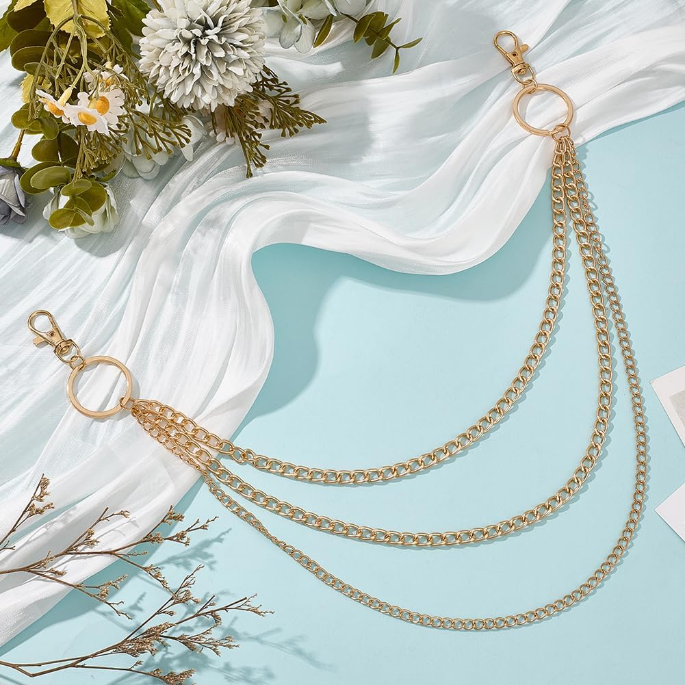 Gold Twist 3 Layered Chain Belt Waist Alloy Chains Punk Multilayer Link Belts Rave Body Jewelry Gothic Vintage Decorative Accessories for Women Men Party Festival Dancing Jeans Dresses Gift - Image 4