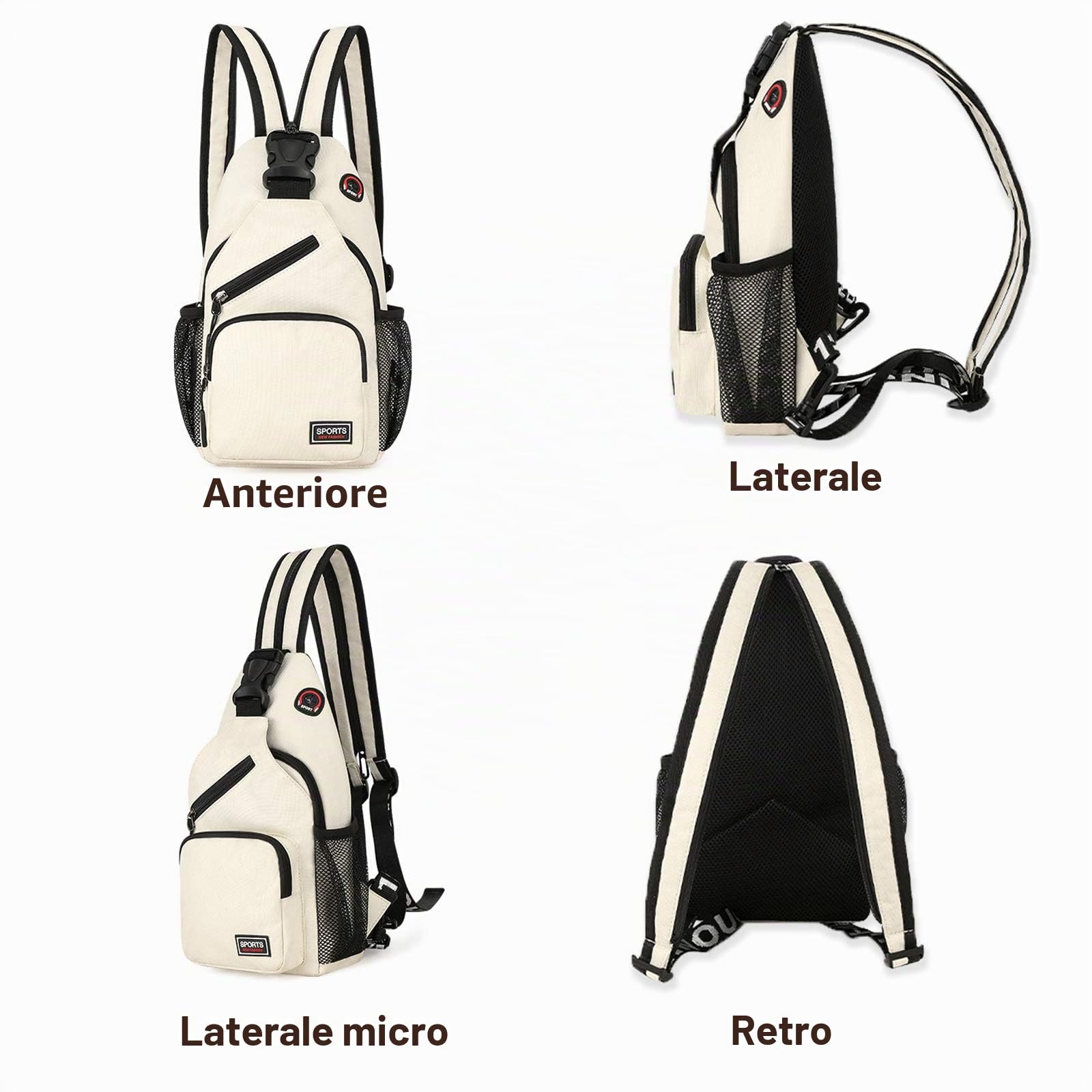 FANDARE Borsa a tracolla da donna con foro per cuffie, borsa a tracolla per ragazza, borsa a tracolla per escursionismo, ciclismo, campeggio, poliestere durevole