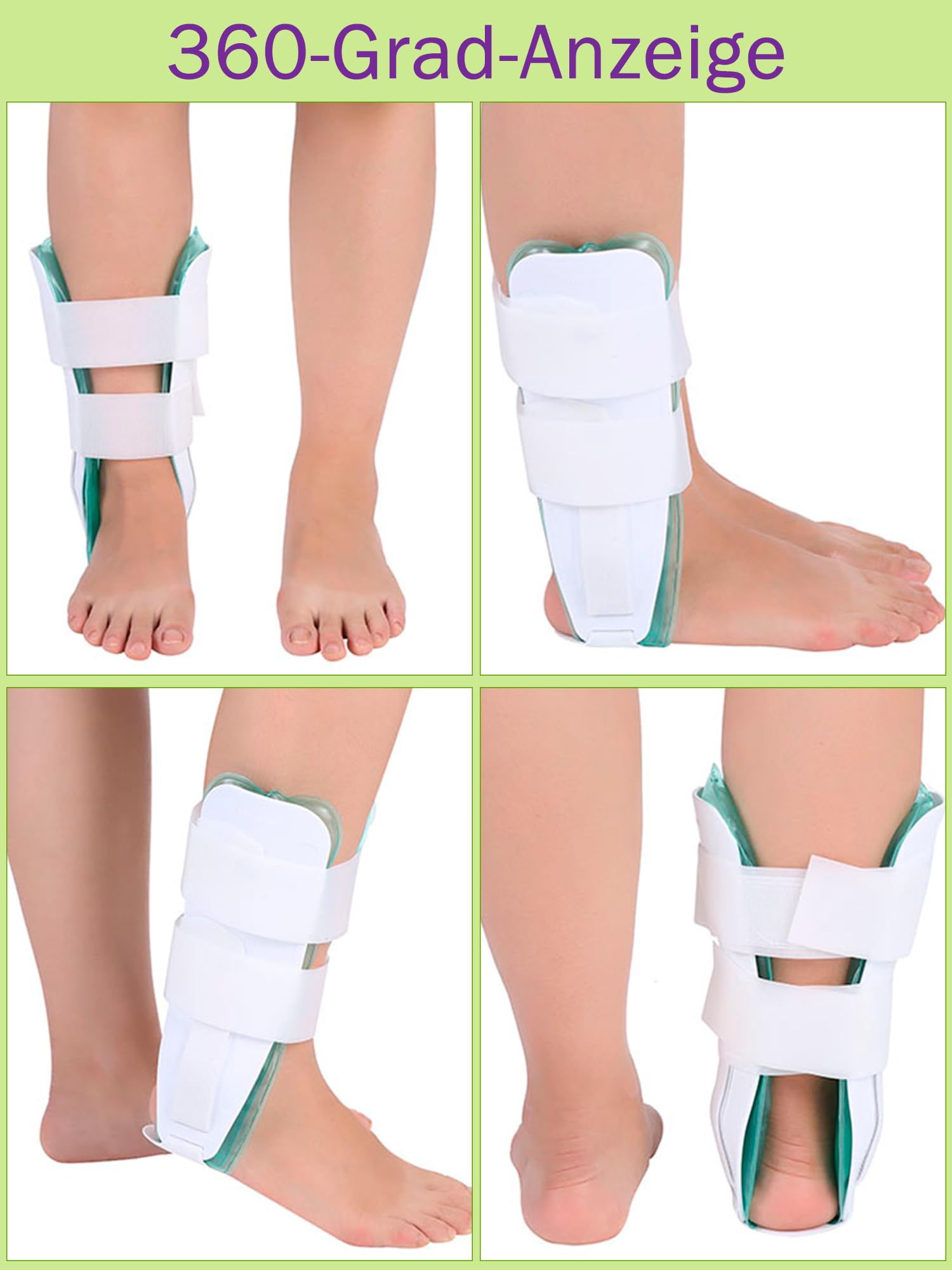 Watris Veiyi Orthese Sprunggelenk, 26.5x18cm Knöchel Stabilisator, Verstellbare Silikon Sprunggelenk Schiene mit Gelpolstern, Schiene Links Rechts Fußgelenkbandage für Erwachsene