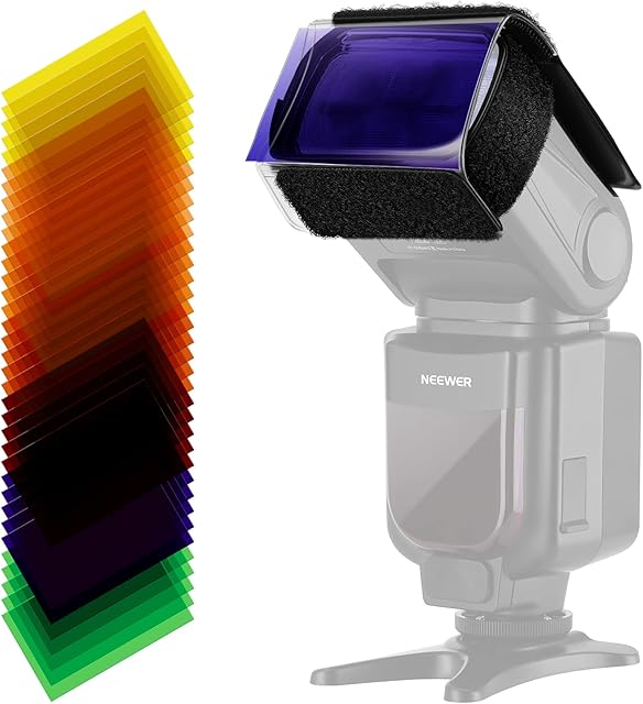 Neewer Universal Photography Speedlite Flash 1.85" x 3.03"/47 x 77 mm 35PCS Square Full Color Balance Gel Filter Kit with Magic Strap for Canon Nikon Sony Pentax Olympus and Other Flashes