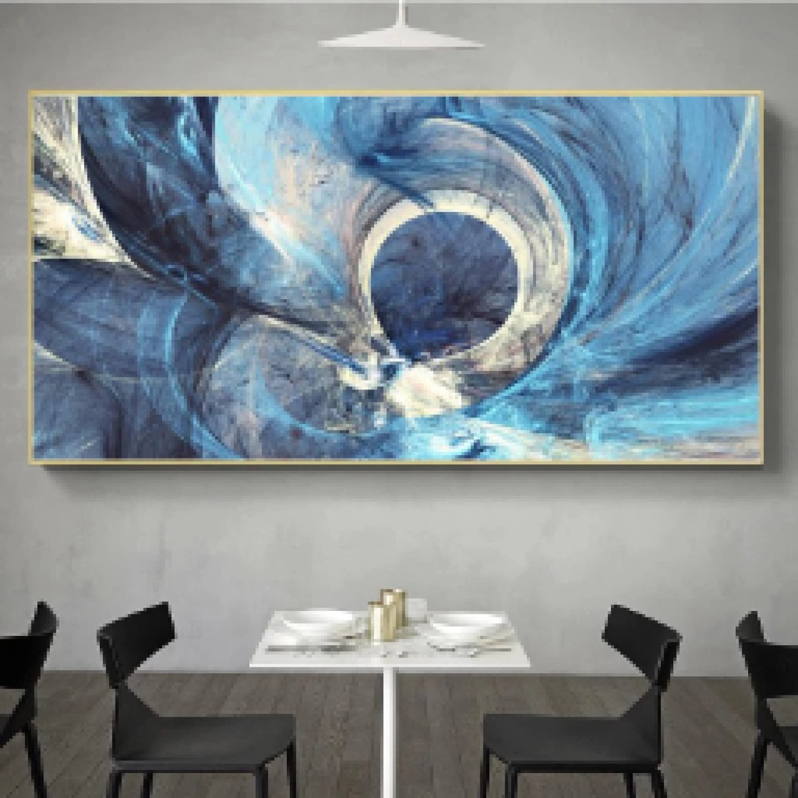 Toile bleue abstraite moderne affiche salon et impression murale - 8