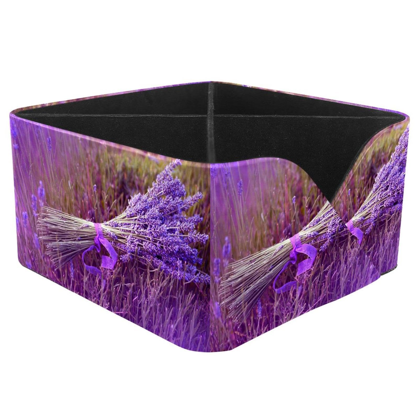 KengjuTesu Lavender Flowers Desktop Organizer Pen Holder, Rectangular Pencil Cup for Office, Study and Makeup Stations