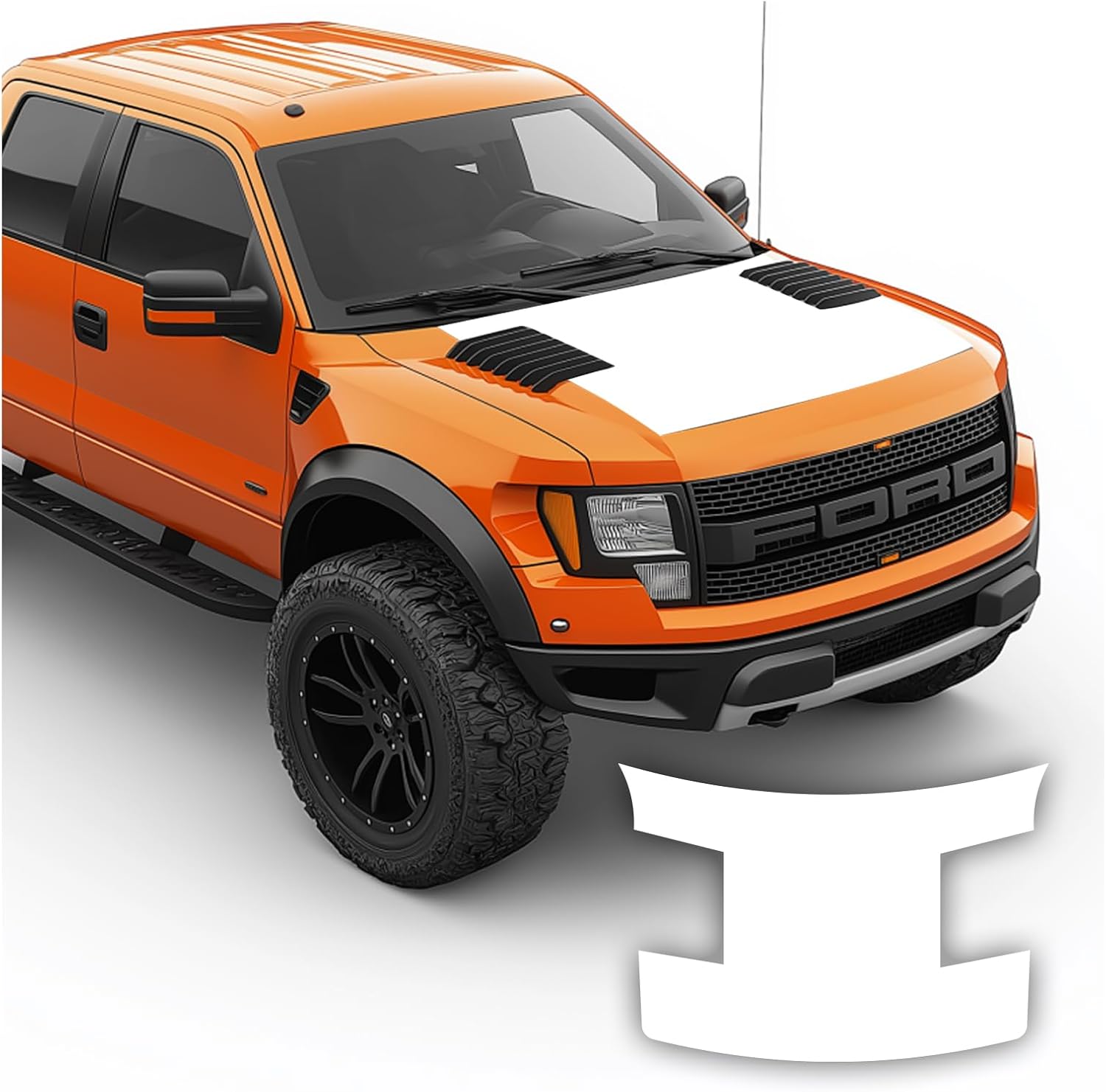 BENINI DESIGNSTUDIO - Matte Black Hood Blackout Graphics Vinyl Stripe Decal 1 - Compatible with Ford Raptor 2004-2014 (Gloss Black)