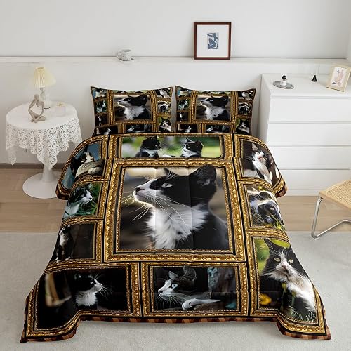 Feelyou Holstein Cat Comforter Set King Size Bedding Set
