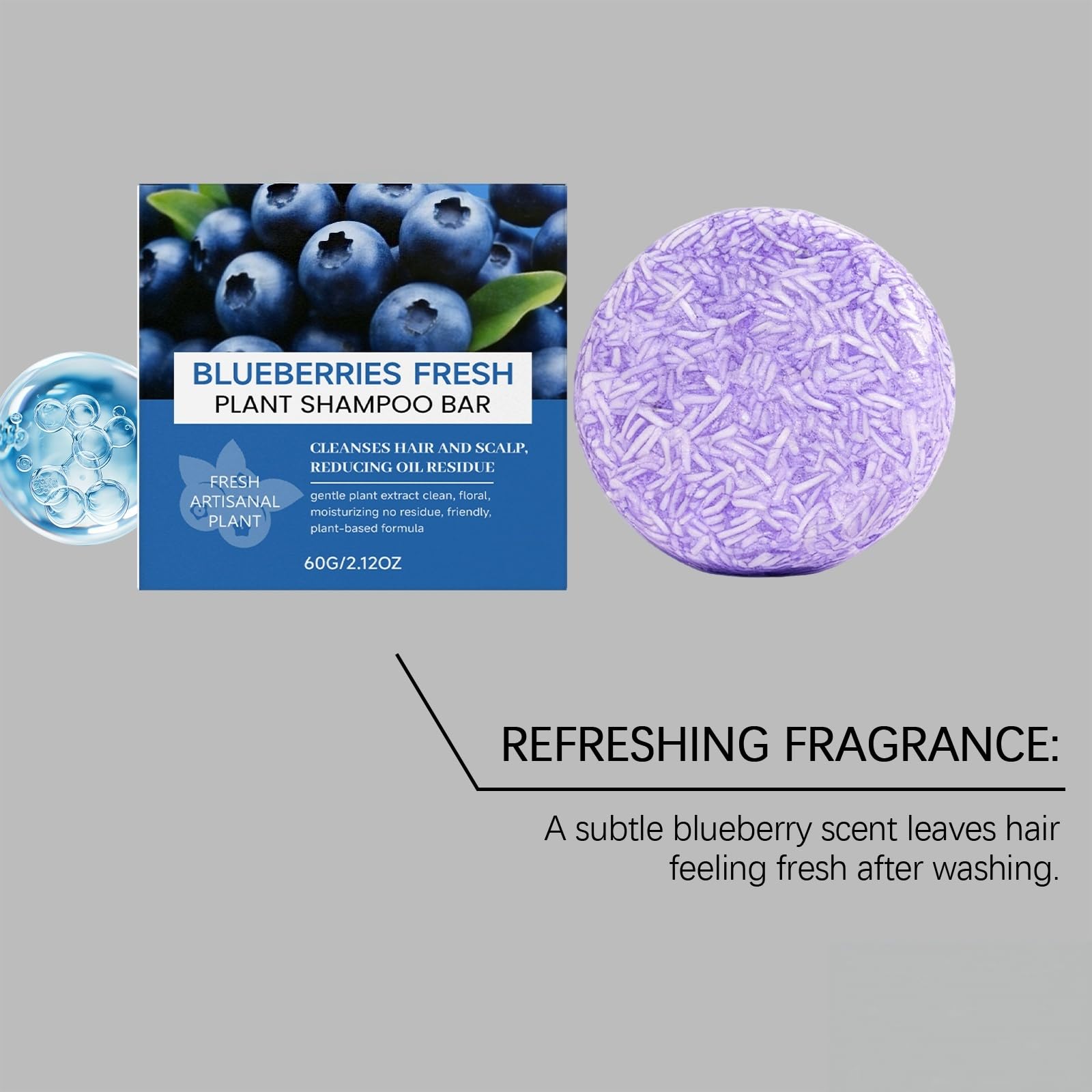 Blueberry Shampoo und Conditioner Bar mit Schaumbeuteln,Smooth Hair (6pcs)
