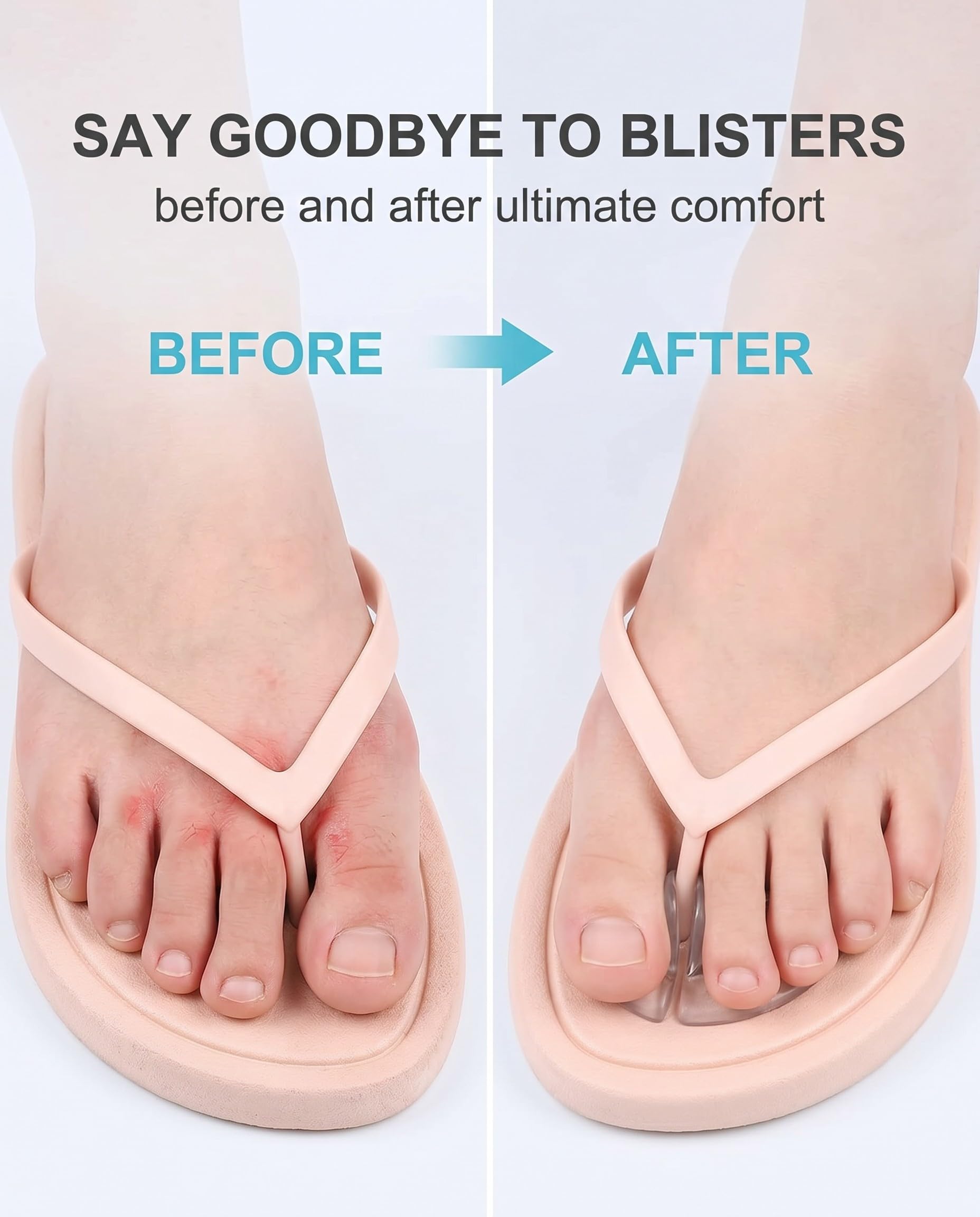 4 Paar Zehenschutzkissen Silikon Gel für Flip Flops & Sandalen – Rutschfest, Anti-Reibung gegen Blasen & Schmerzen
