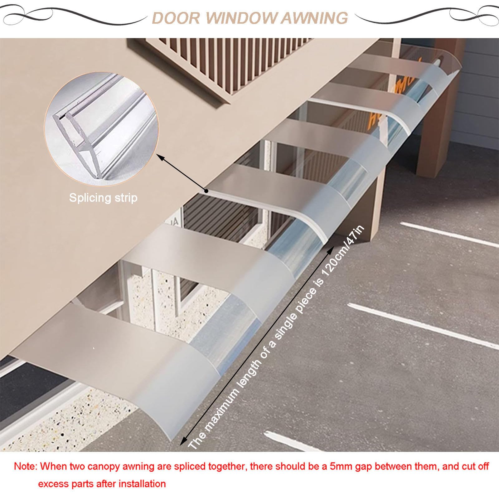 Zewnętrzne drzwi wejściowe, na patio, osłona przeciwsłoneczna, zadaszenie przy wejściu, 50 x 90 cm, ochrona przed promieniowaniem UV, deszcz, śnieg, poliwęglan, szerokie drzwi, do domu lub firmy,
