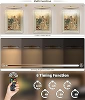 Vista 2 de Joosenhouse Battery Operated Picture Light Wireless Gallery Light with Remote Control Rechargeable Wall Lights Brass 15.35" Dimmable and Timed Off