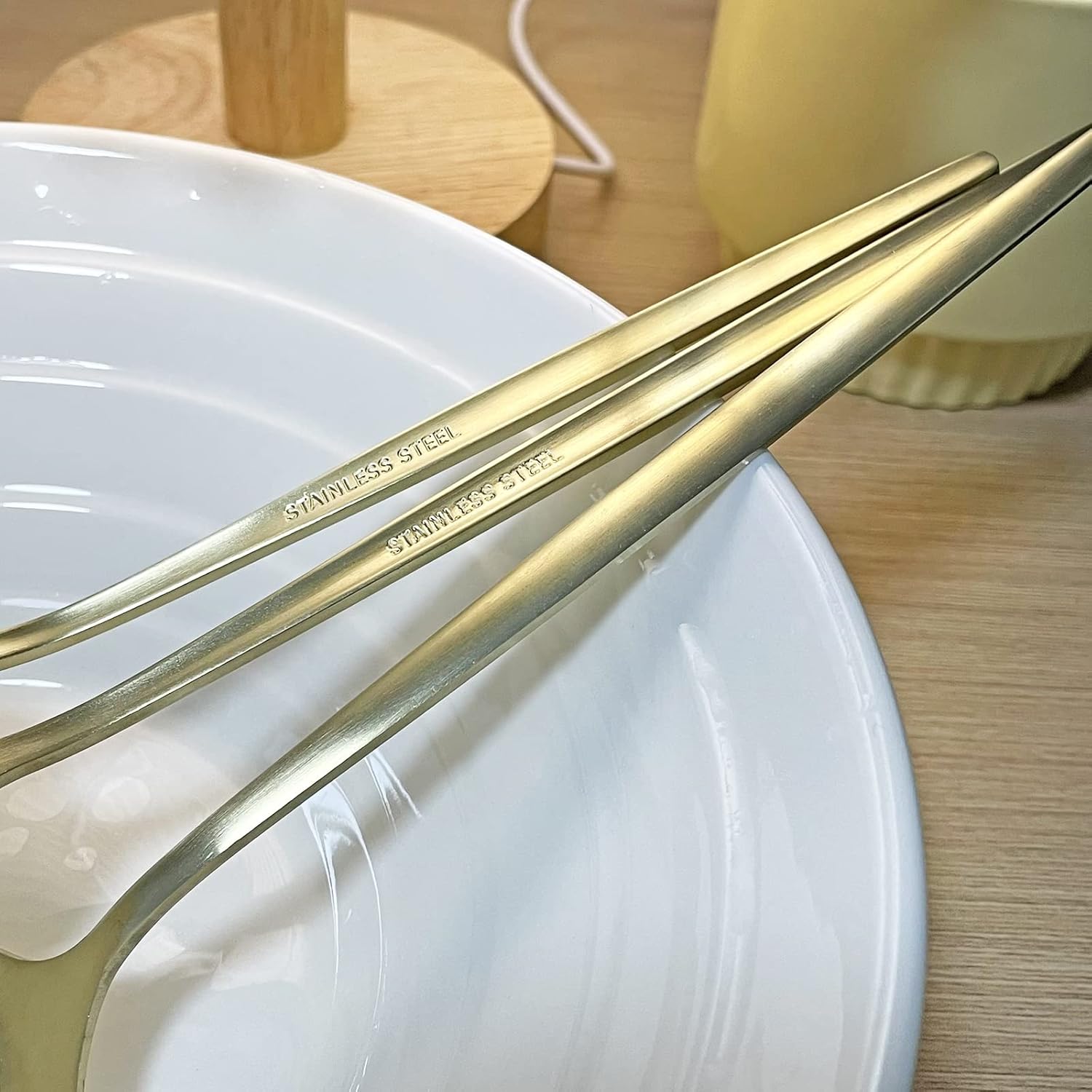24 Piece Matte Finished Flatware Set, Basic 18/0 Stainless Steel Silverware For Home Kitchen Wedding Party And Restaurant, Set For 6, Champagne Gold