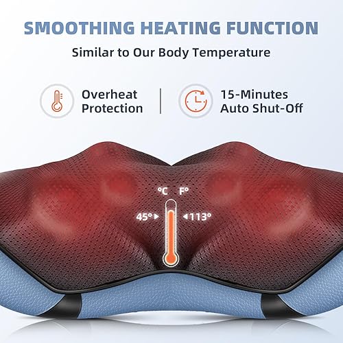 Miniatura 4 de Masajeador Shiatsu inalámbrico de cuello y hombros con calor, masajeador de espalda para aliviar el dolor de tejido profundo 3D, masajeador de