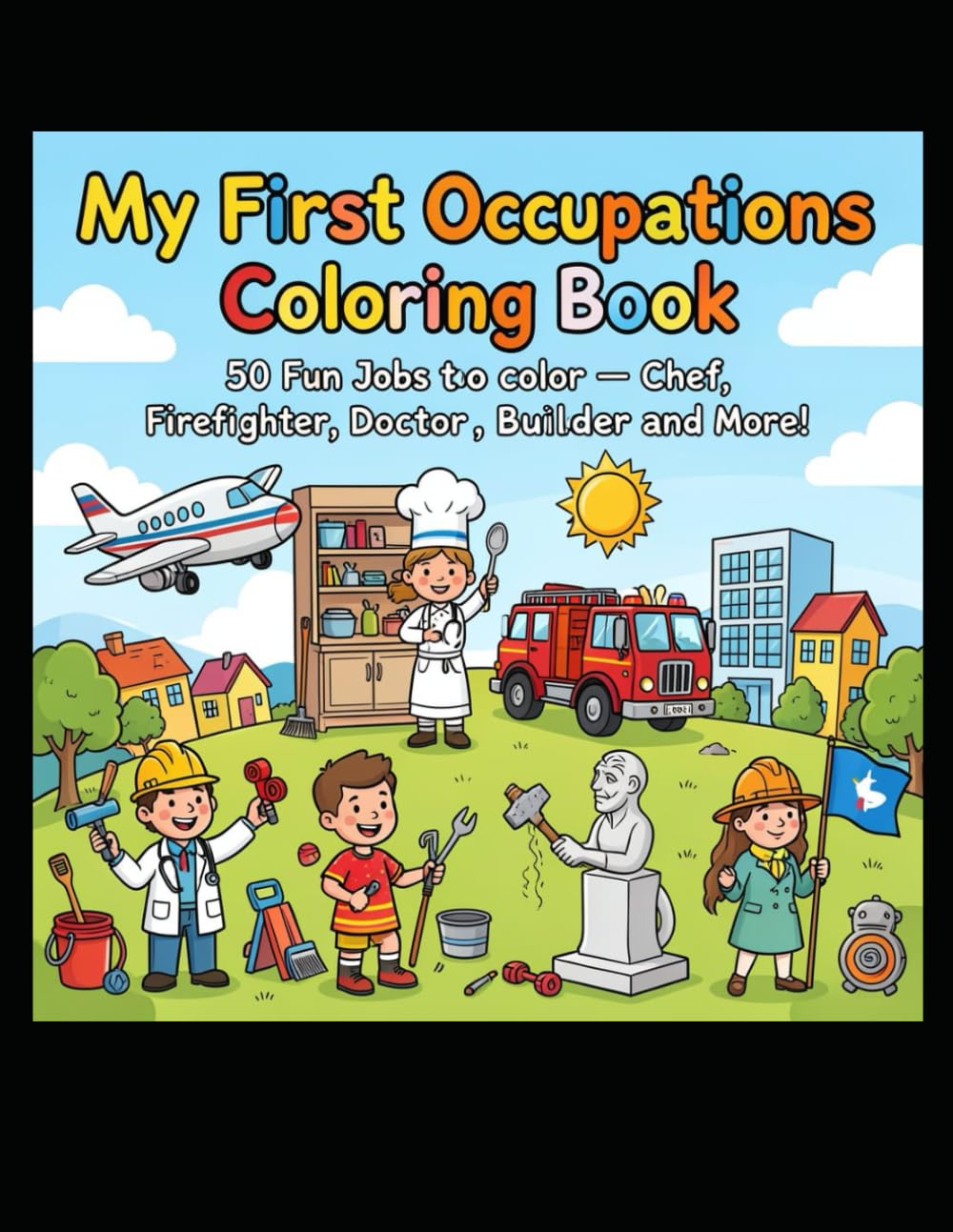 Coloring Book Jobs & Occupations Learn while Coloring Book for Kids: Fun and Educational Coloring Pages Featuring 50 Amazing Careers Like Firefighter, Doctor, Pilot, Chef and More