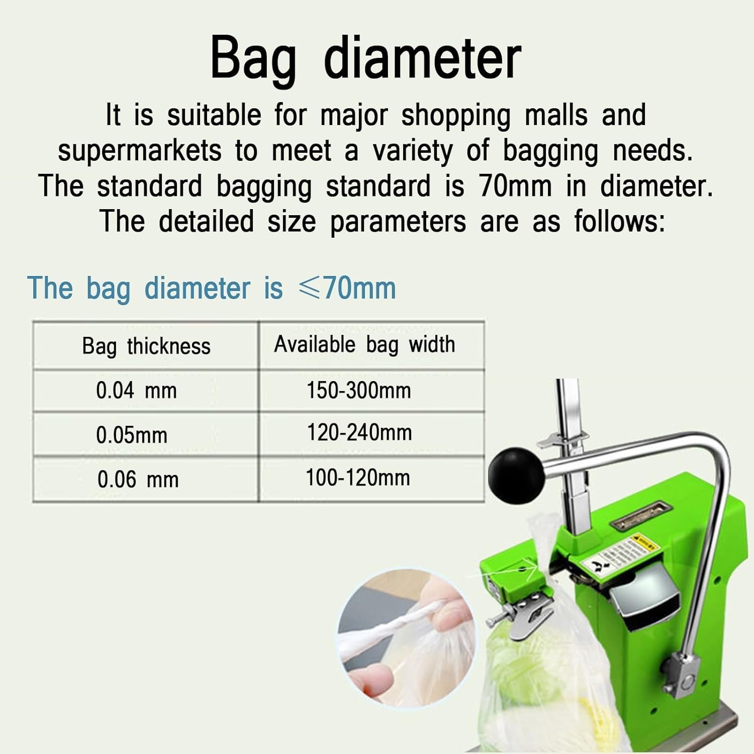 Sigillante manuale per sacchetti di plastica, sigillatura per sacchetti di plastica, sigillatrice per imballaggi alimentari, con 2000 chiodi in alluminio per supermercati di alimenti freschi