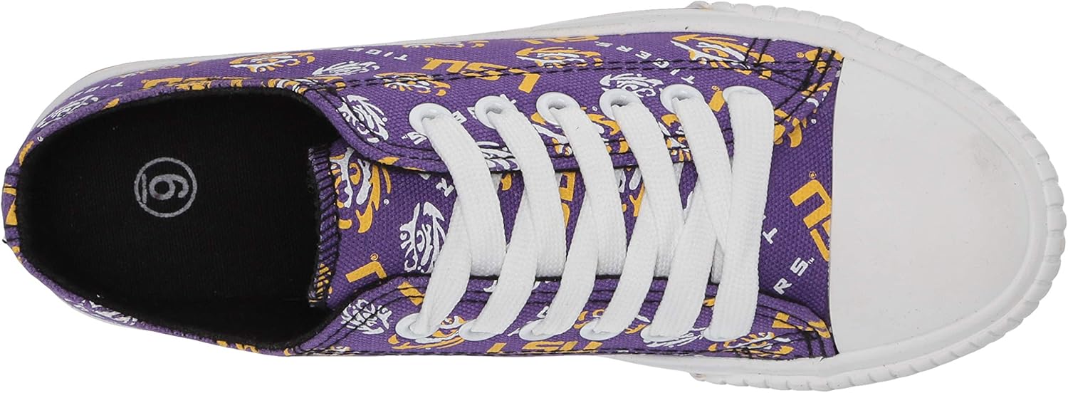 FOCO Womens NCAA College Team Logo Repeat Print Fashion Low Top Canvas Sneakers Shoes